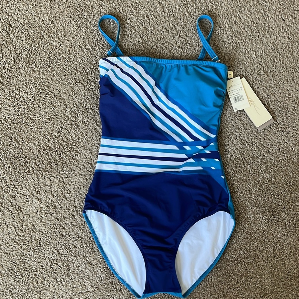 Profile by Gottex Nordstrom Blue Stripe One-Piece, NWT